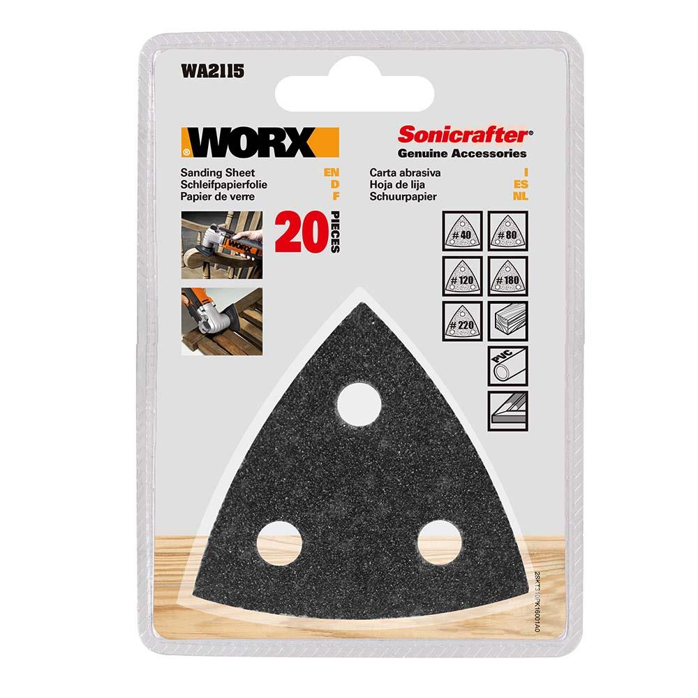 WORX WA2115 20 Parça Çok Amaçlı Zımpara Makinası Cırtlı Universal Yedek Delikli Zımpara Kâğıdı Seti - Onivias