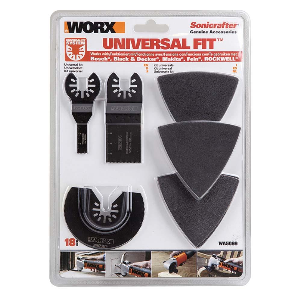 WORX WA5099 18 Parça Universal Metal, Ahşap Kesme ve Zımpara Kâğıdı Aksesuar Seti - Onivias