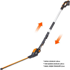 WORX WG252E 20Volt 2.0Ah Li - ion Tek Akülü 45CM Profesyonel Teleskobik Saplı Açı Ayarlı Çit Budama - Onivias