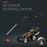 WORX WG927E 40Volt 2.0Ah. Li - ion 34cm Profesyonel Şarjlı Çim Biçme + WG157E.9 20Volt Misinalı Çim ve Kenar Kesme - Onivias