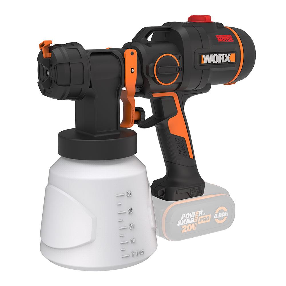 WORX WX020.9 20Volt Kömürsüz Devir Ayarlı Boya Tabancası + 4 Parça Yedek Nozul/Meme (Akü Dahil Değildir) - Onivias