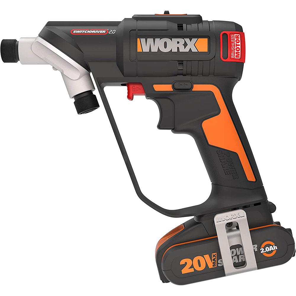 WORX WX177 20Volt/2.0Ah Li - ion Döner Kafa ve Çift Mandrenli Profesyonel Kömürsüz Şarjlı Matkap + 6 Parça Uç - Onivias