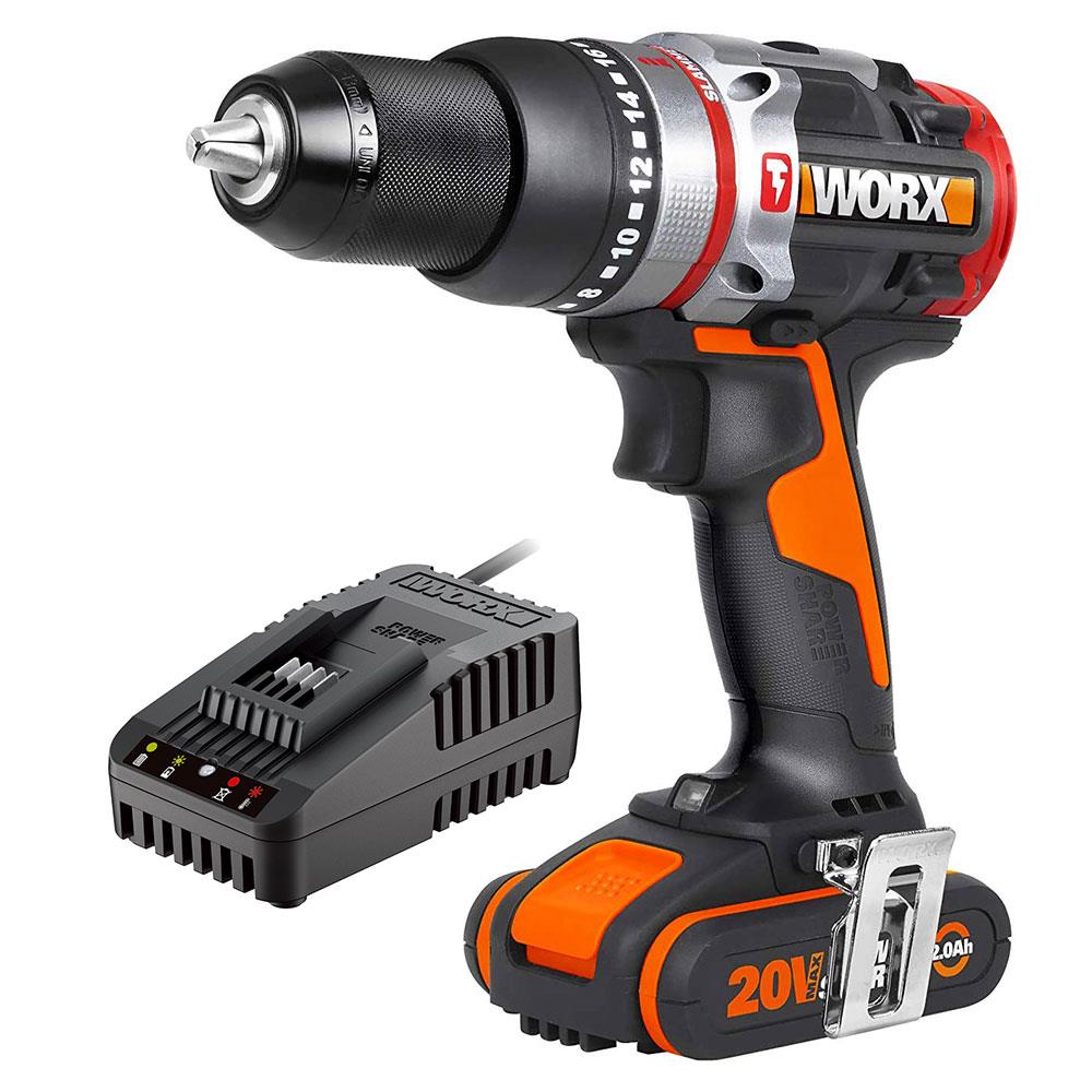 WORX WX354.9C 20Volt/2.0Ah Li - ion Tek Akülü Kömürsüz Profesyonel Darbeli Şarjlı Matkap - Onivias