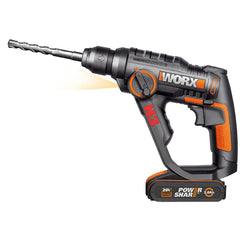 WORX WX390.1 20Volt 2.0Ah. Li - ion 1.2J Profesyonel SDS - Plus Pnömatik Çift Akülü Şarjlı Matkap + 8 Adet Uç + Mandren - Onivias