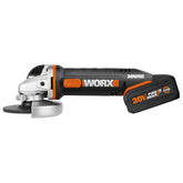 WORX WX803 20Volt 2.0/4.0 Ah. Li - ion Çift Akülü 125mm Profesyonel Şarjlı Avuç Taşlama - Onivias