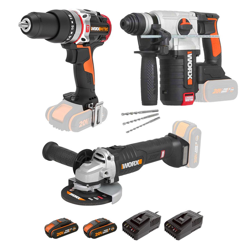 WORX WXKS6 WX354.9 + WX380.9 + WX812.9 + WA3601 20V/2Ah Pro Kombo Set - Onivias