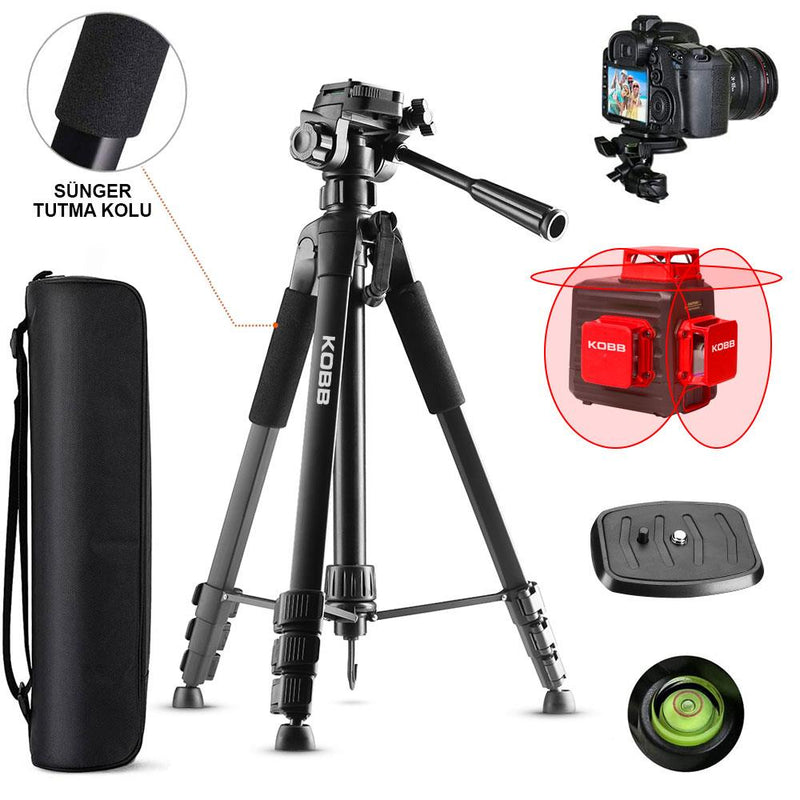 KOBB KBL20T 160CM Peşəkar Alüminium Lazer Tripod, Ruh səviyyəsi ilə