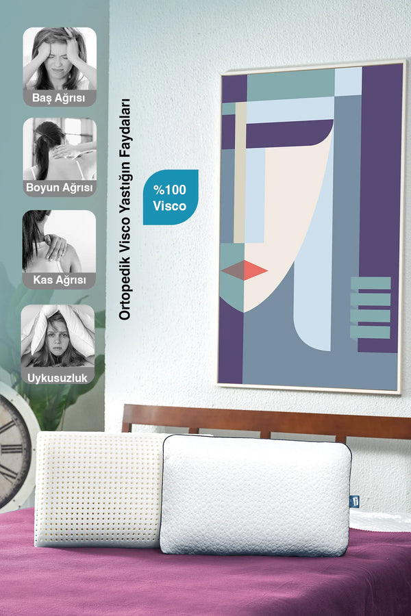 Bera Yatak AirLüks Hava Kanallı Boyun Fıtığı Boyun Düzleşmesi İçin Ortopedik Visco Yastık