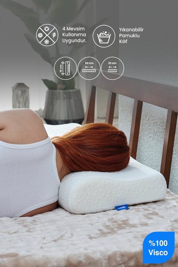 TinyPlus Boyun Destekli Visco Yastık Boyun Fıtığı Boyun Düzleşmesi Ortopedik Visco Yastık