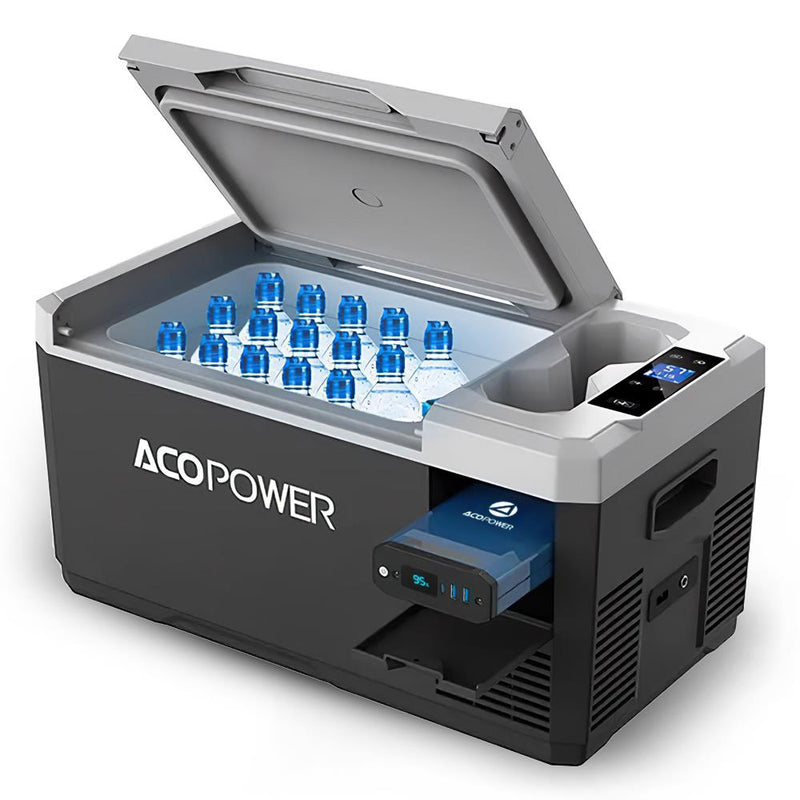 Acopower VX18 12/24/220Volt Batareya/Kabel 18 Litr Kompressor Xarici Avtomobil Soyuducu + Enerji Bankı + LED Lampa
