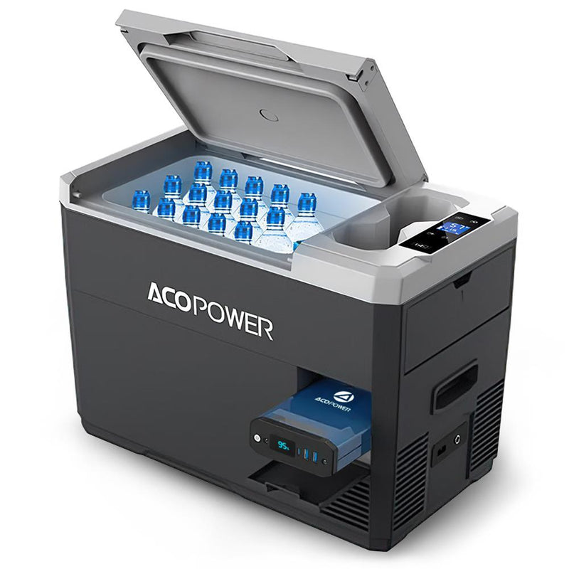 Acopower VX28 12/24/220Volt Batareya/Kabel 28 Litr Kompressor Xarici Avtomobil Soyuducu + Enerji Bankı + LED Lampa 