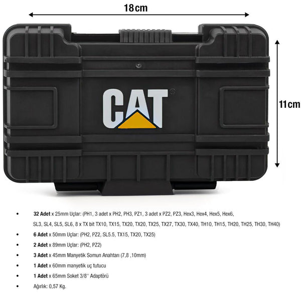 CAT DA01902 45 Parça Manganez Fosfat Alaşımlı Vidalama Uç Seti - Onivias