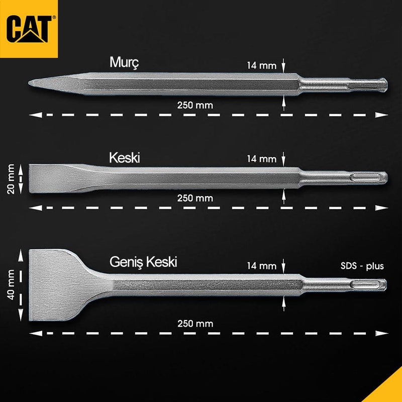 CAT DA03903 SDS Plus 3 Parçalı Peşəkar Kəsik Kəsicisi Dəsti