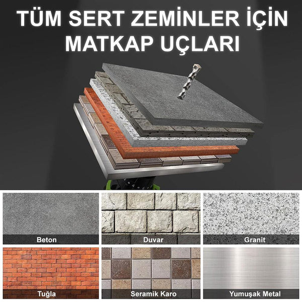 CAT DA04901 8 Parça Tungsten Karbür Beton Matkap Uç Seti - Onivias