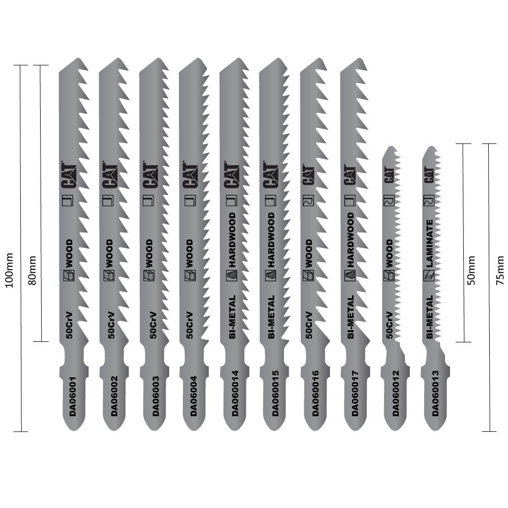 CAT DA06902 10 Parça Profesyonel Ahşap Hassas/Kaba/Düz/Kavisli Kesim Dekupaj Testere Ucu - Onivias