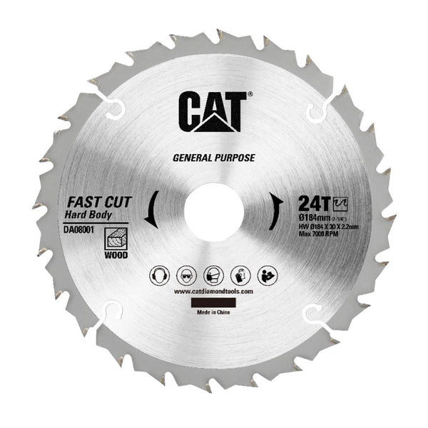 CAT DA08001 184x30mm Ahşap Kesme Elmas, Daire Testere Bıçağı 24 Diş - Onivias