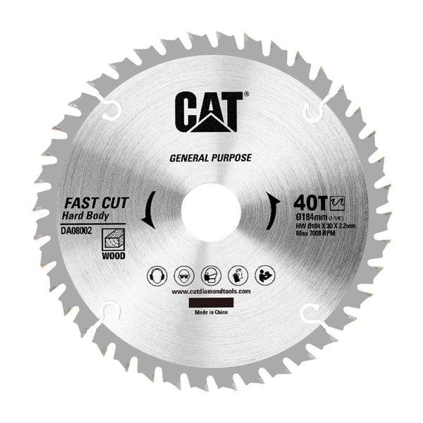 CAT DA08002 184x30mm Ahşap Kesme Elmas, Daire Testere Bıçağı 40 Diş - Onivias