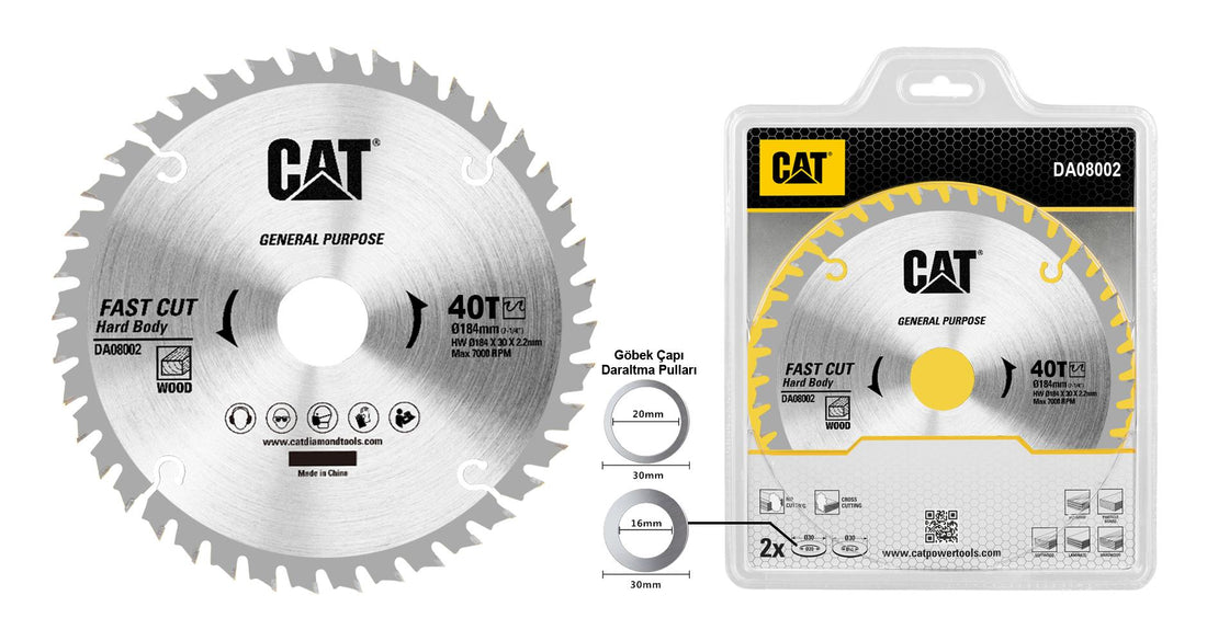 CAT DA08002 184x30mm Ahşap Kesme Elmas, Daire Testere Bıçağı 40 Diş - Onivias