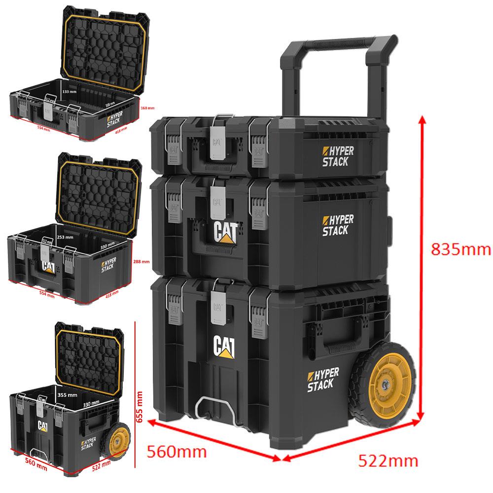 CAT DA41005 HYPER STACK Ağır Hizmet Tipi 3’Lü Tekerlekli Kilitli Takım Çantası Seti - Onivias