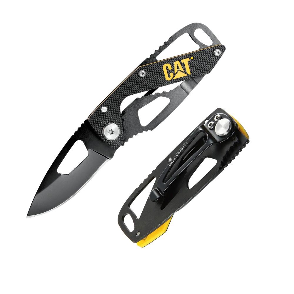 CAT DA980265 Kemer Askı Kancalı Katlanabilir 13CM Paslanmaz Çelik Siyah Kamp Çakısı
