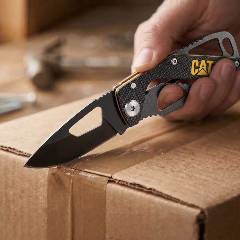 CAT DA980265 Kemer Askı Kancalı Katlanabilir 13CM Paslanmaz Çelik Siyah Kamp Çakısı - görsel 3