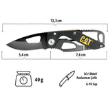 CAT DA980265 Kemer Askı Kancalı Katlanabilir 13CM Paslanmaz Çelik Siyah Kamp Çakısı - görsel 7
