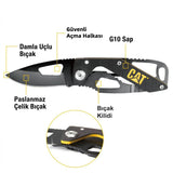 CAT DA980265 Kemer Askı Kancalı Katlanabilir 13CM Paslanmaz Çelik Siyah Kamp Çakısı - görsel 8