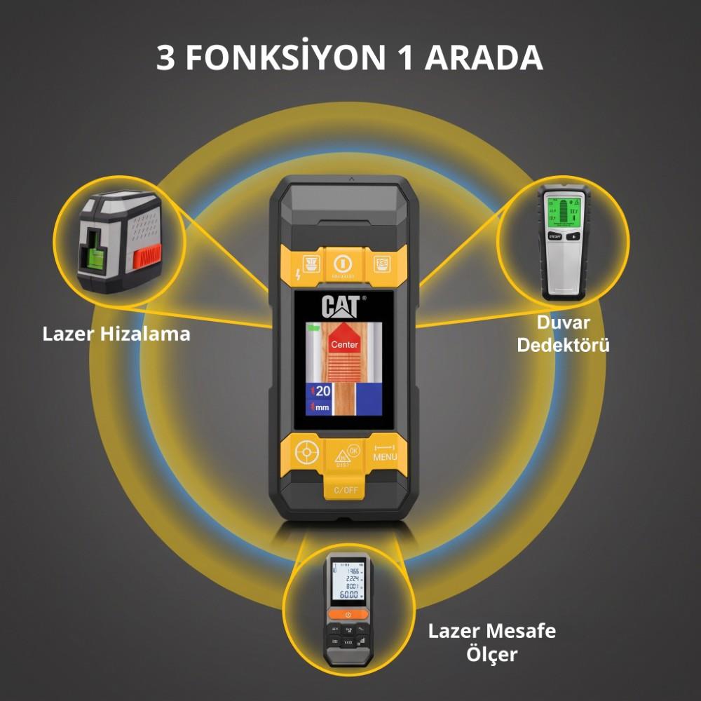 CAT DA980621 3.7Volt Li-Po 3’ü 1 Arada 40M Lazer Metre +Hizalama +Metal/Ahşap/Voltaj Dedektörü - görsel 2