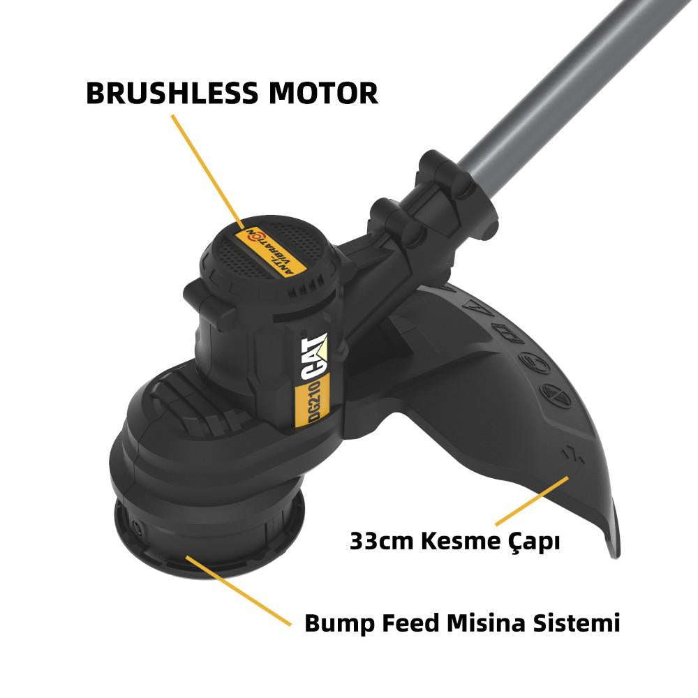 CAT DG210 18Volt 4.0Ah. Li-ion 33cm Tek Akülü Profesyonel Misinalı Çim ve Kenar Kesme - görsel 2