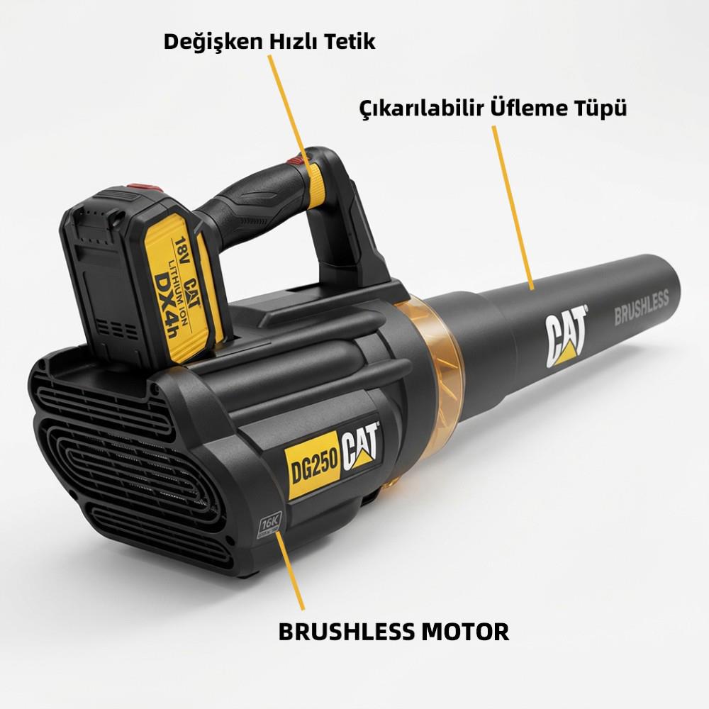 CAT DG250 18Volt 4.0Ah. Li-ion Tek Akülü Devir Ayarlı Profesyonel Yaprak Üfleme - görsel 2