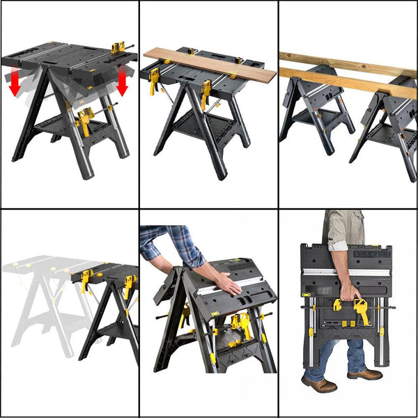 CAT DH1005 Çok Fonksiyonlu Katlanabilir Çalışma Tezgâhı + 2 Adet Tetik İşkence - Onivias