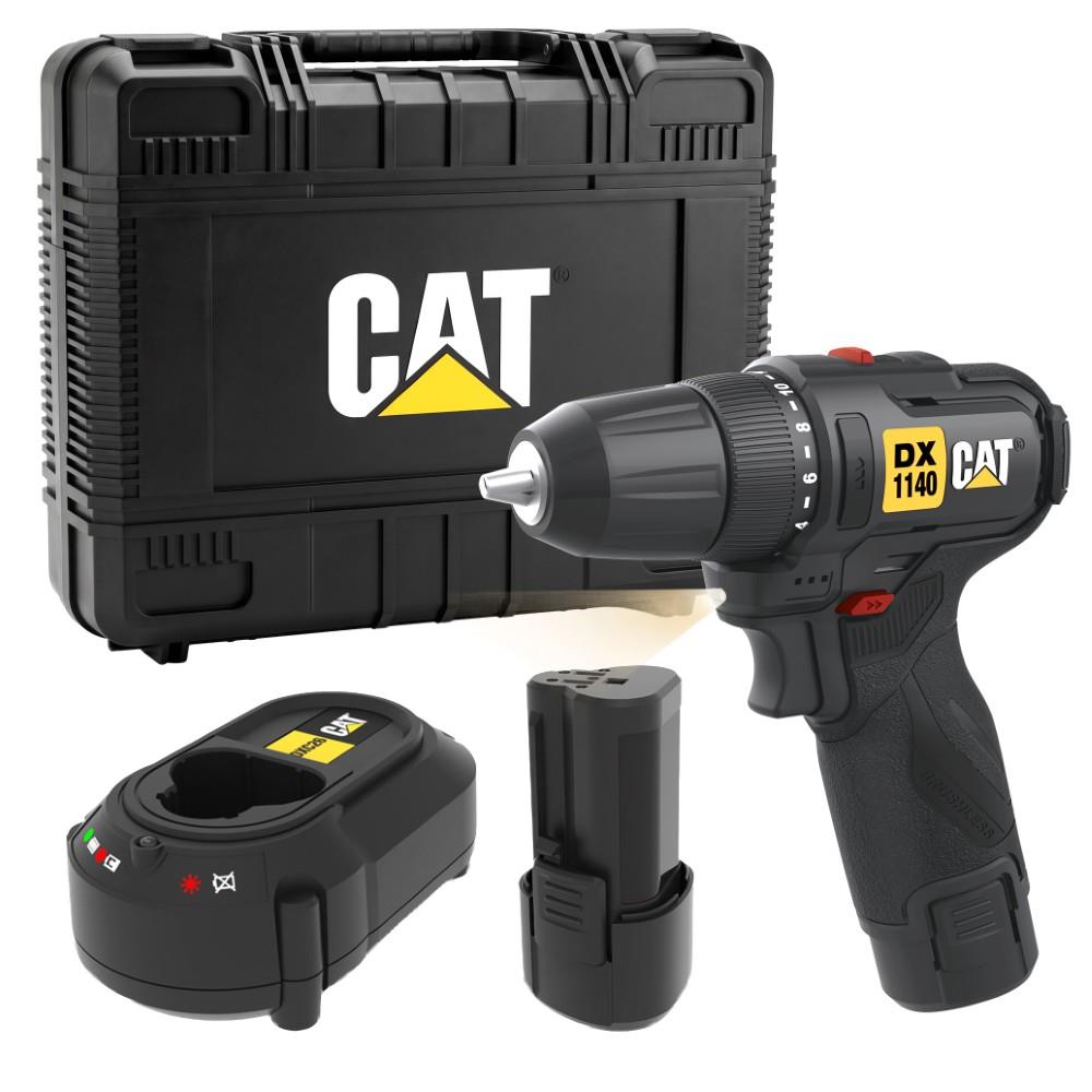 CAT DX1140 12Volt/2.0Ah Li-ion Çift Akülü Kömürsüz Profesyonel Şarjlı Darbesiz Matkap