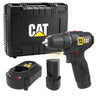 CAT DX1140 12Volt/2.0Ah Li-ion Çift Akülü Kömürsüz Profesyonel Şarjlı Darbesiz Matkap
