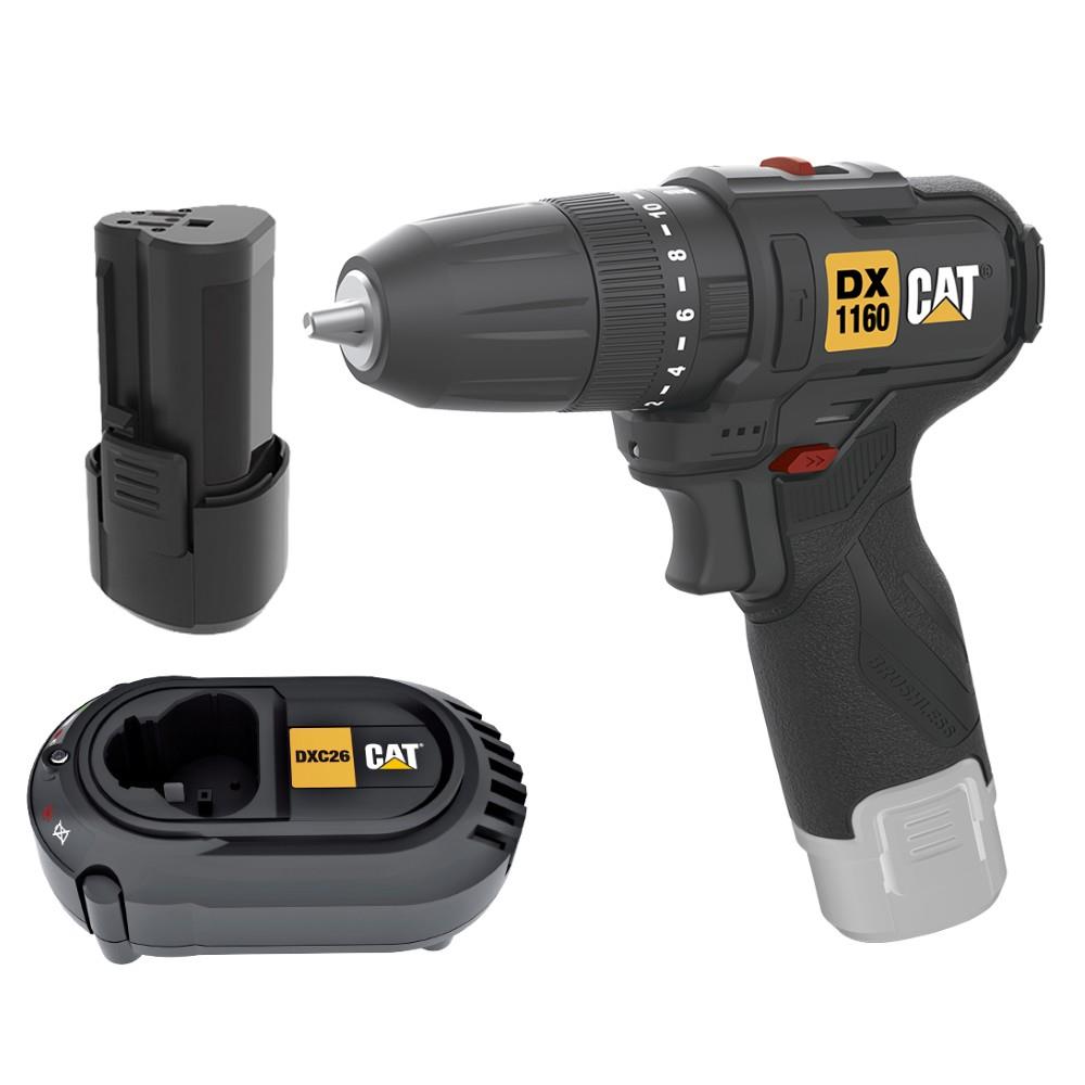 CAT DX1160.1 12Volt/2.0Ah Li-ion Tek Akülü Kömürsüz Profesyonel Şarjlı Darbeli Matkap - görsel 2