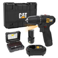 CAT DX1160 12Volt/2.0Ah Li - ion Çift Akülü Kömürsüz Profesyonel Şarjlı Darbeli Matkap + DA01901 32 Parça Aksesuar Seti - Onivias