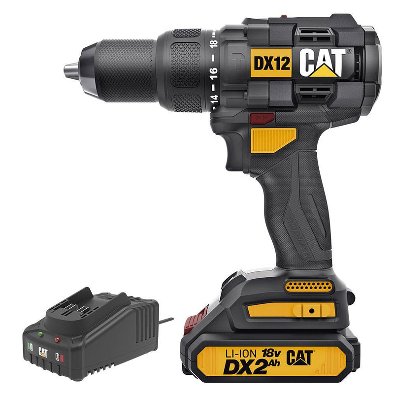CAT DX12BC 18Volt/2.0Ah Li-ion Tək Simsiz Fırçasız Professional Doldurula bilən Zərbəli Qazma