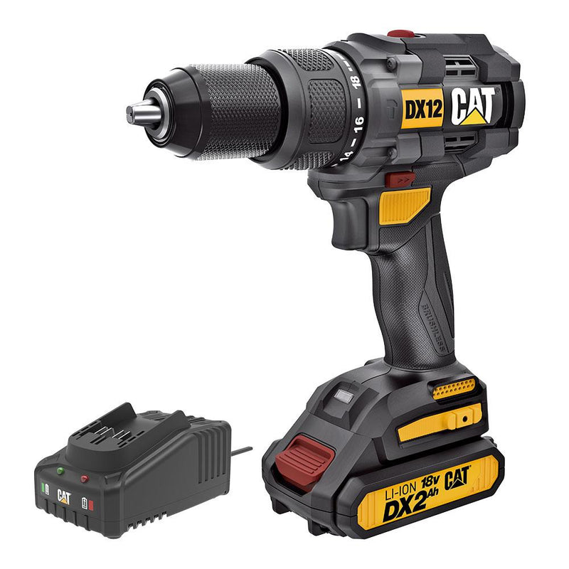 CAT DX12BC 18Volt/2.0Ah Li-ion Tək Simsiz Fırçasız Professional Doldurula bilən Zərbəli Qazma