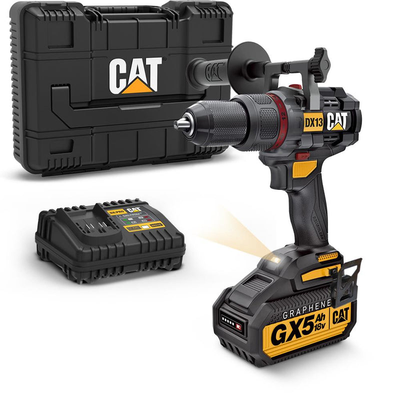CAT DX13 18Volt/5.0Ah GRAPHENE Li-ion Fırçasız Professional Simsiz Zərbəli Qazma