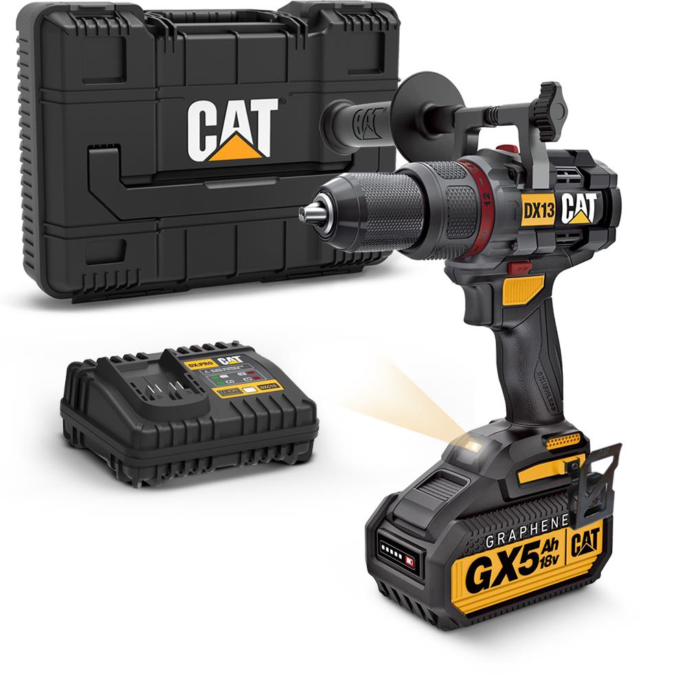 CAT DX13 18Volt/5.0Ah GRAPHENE Li - ion Kömürsüz Profesyonel Şarjlı Darbeli Matkap - Onivias