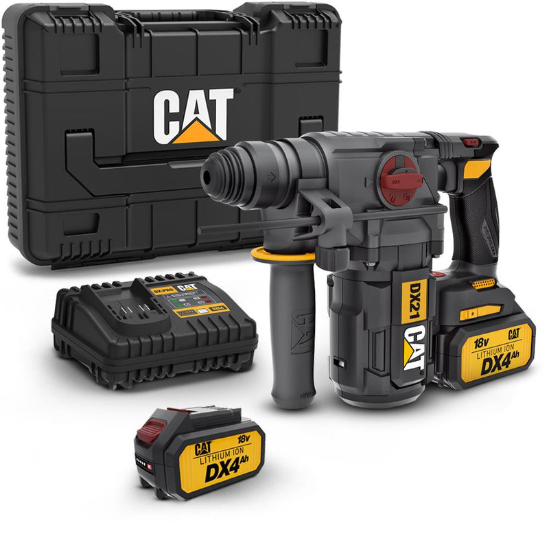 CAT DX21 18Volt 4.0Ah 2.2J Li-ion İkili Batareya Doldurulan Fırçasız Peşəkar SDS-Plus Pnevmatik Çəkic/Qazma 