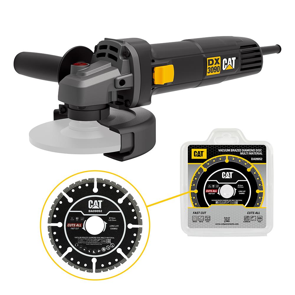 CAT DX3090 720Watt 125mm Profesyonel Avuç Taşlama + DA09052 Genel Amaçlı Elmas Kesme Diski - Onivias