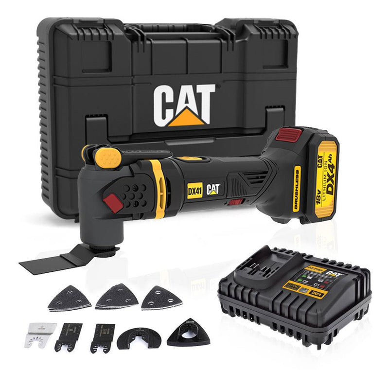 CAT DX41 18Volt/4.0Ah Li-ion Tək Batareya Fırçasız Professional Çox Məqsədli Sürət Tənzimlənən Scratcher + 14 Aksesuar 