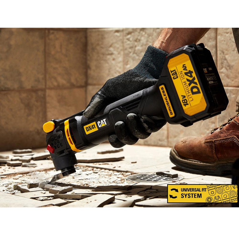 CAT DX41 18Volt/4.0Ah Li-ion Tək Batareya Fırçasız Professional Çox Məqsədli Sürət Tənzimlənən Scratcher + 14 Aksesuar 