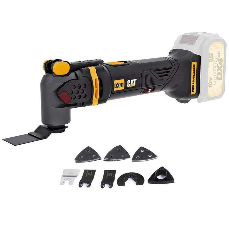 CAT DX41B 18Volt Fırçasız Peşəkar Çox Məqsədli Sürəti Tənzimlənən Scratcher + 14 Aksesuar (Batareya Daxil deyil) 