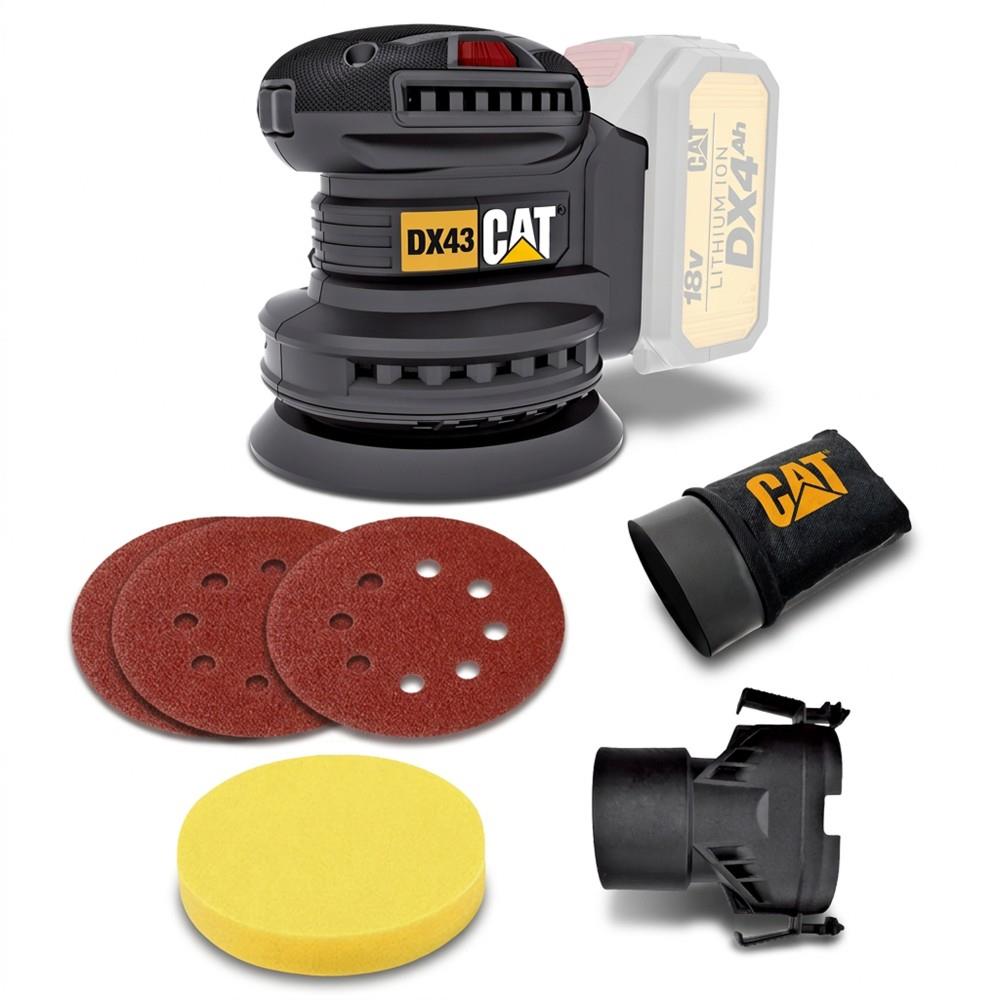 CAT DX43B 18Volt 125mm Kömürsüz Devir Ayarlı Profesyonel Eksantrik Zımpara (Akü Dahil Değildir)