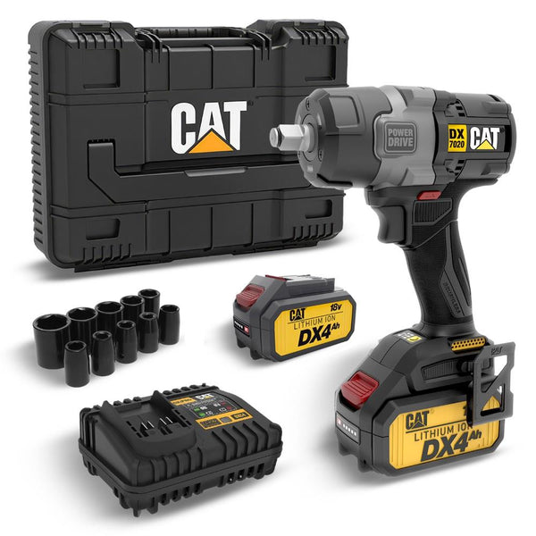 CAT DX7020.1 18Volt 4.0 Ah Çift Akülü Kömürsüz 700/880Nm Profesyonel Şarjlı Somun Sıkma + 10 Adet Lokma Ucu - Onivias