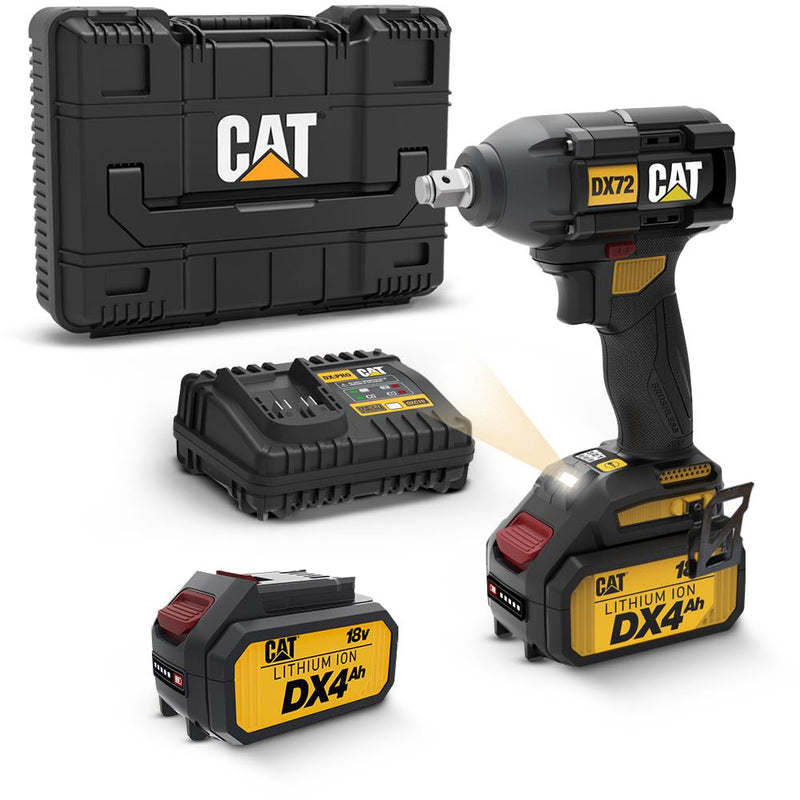 CAT DX72 18Volt/4.0Ah Li-ion İkili Batareya Doldurula bilən 350Nm Fırçasız Peşəkar Zərbə Açarı