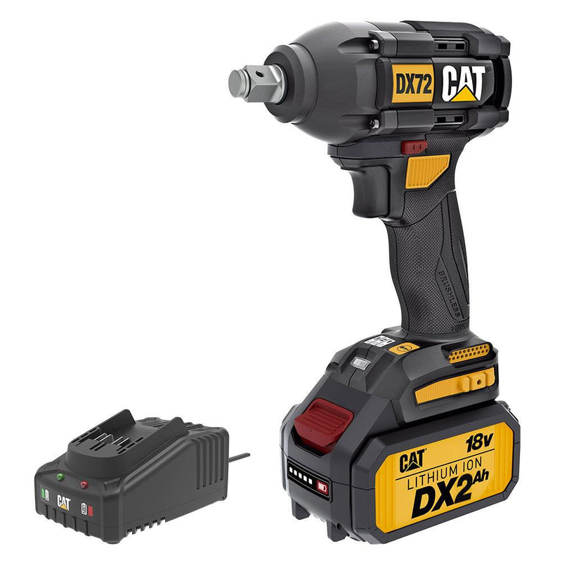 CAT DX72BC 18Volt/2.0Ah Li-ion Tək Batareya Təkrar doldurulan 350Nm Fırçasız Peşəkar Zərbə Açarı