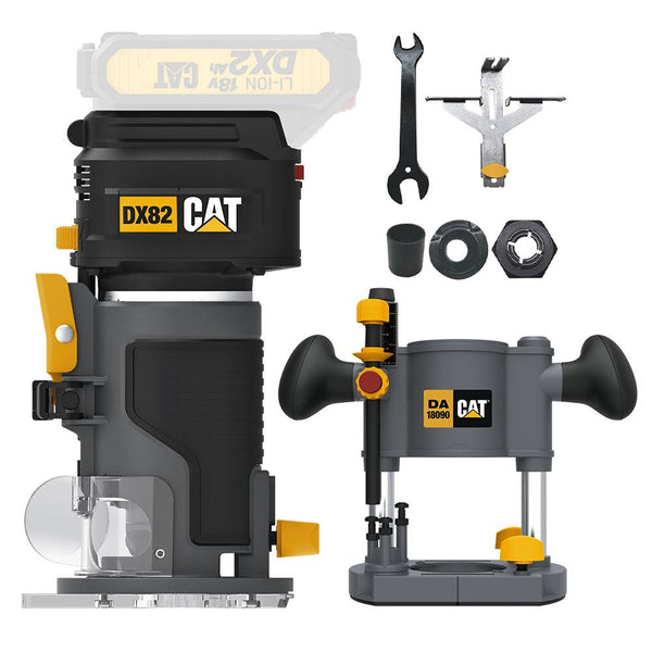CAT DX82B.3 18Volt Şarjlı Kömürsüz 6mm Devir Ayarlı Profesyonel Avuç İçi El Frezesi Formika Tıraşlama (Akü Dahil Değildir) - Onivias