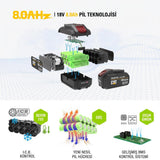 CAT DXB8HP 18Volt 8.0Ah. Li-ion ICE CONTROL ONE FOR ALL Profesyonel Yedek Akü - görsel 6